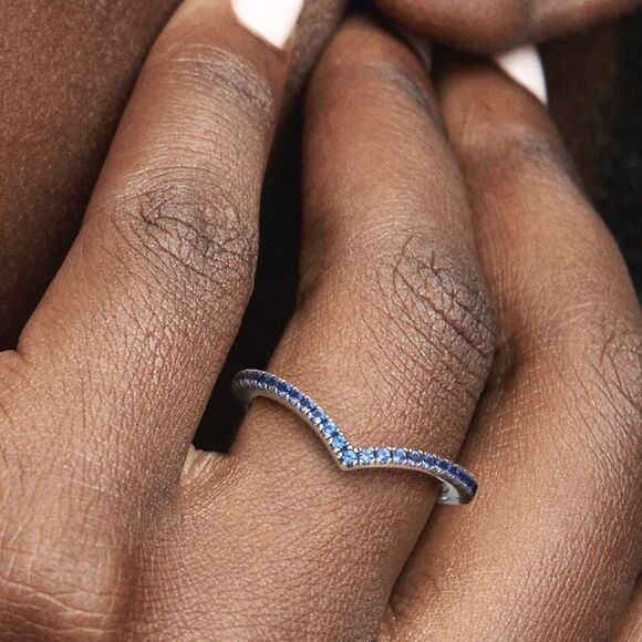 NWOT Pandora Timeless Wish Sparkling Blue Crystals Ring Sterling silver - Picture 3 of 8